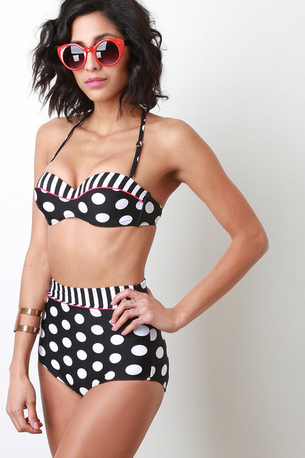 Stripes And Dots Retro Bikini Set