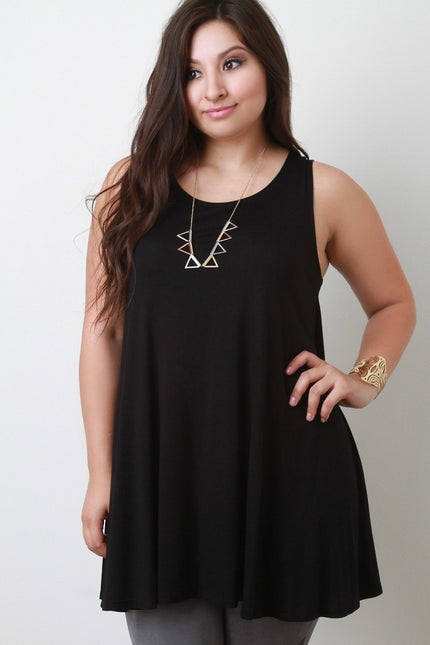 Relaxed Fit Boat Neck Sleeveless Dress