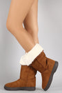 Bamboo Suede Fur Cuff Mid Calf Winter Boots