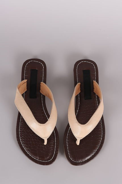 Wild Diva Lounge Croco Embossed Thong Flat Sandal
