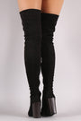 Suede Chunky Heeled Over-The-Knee Boots