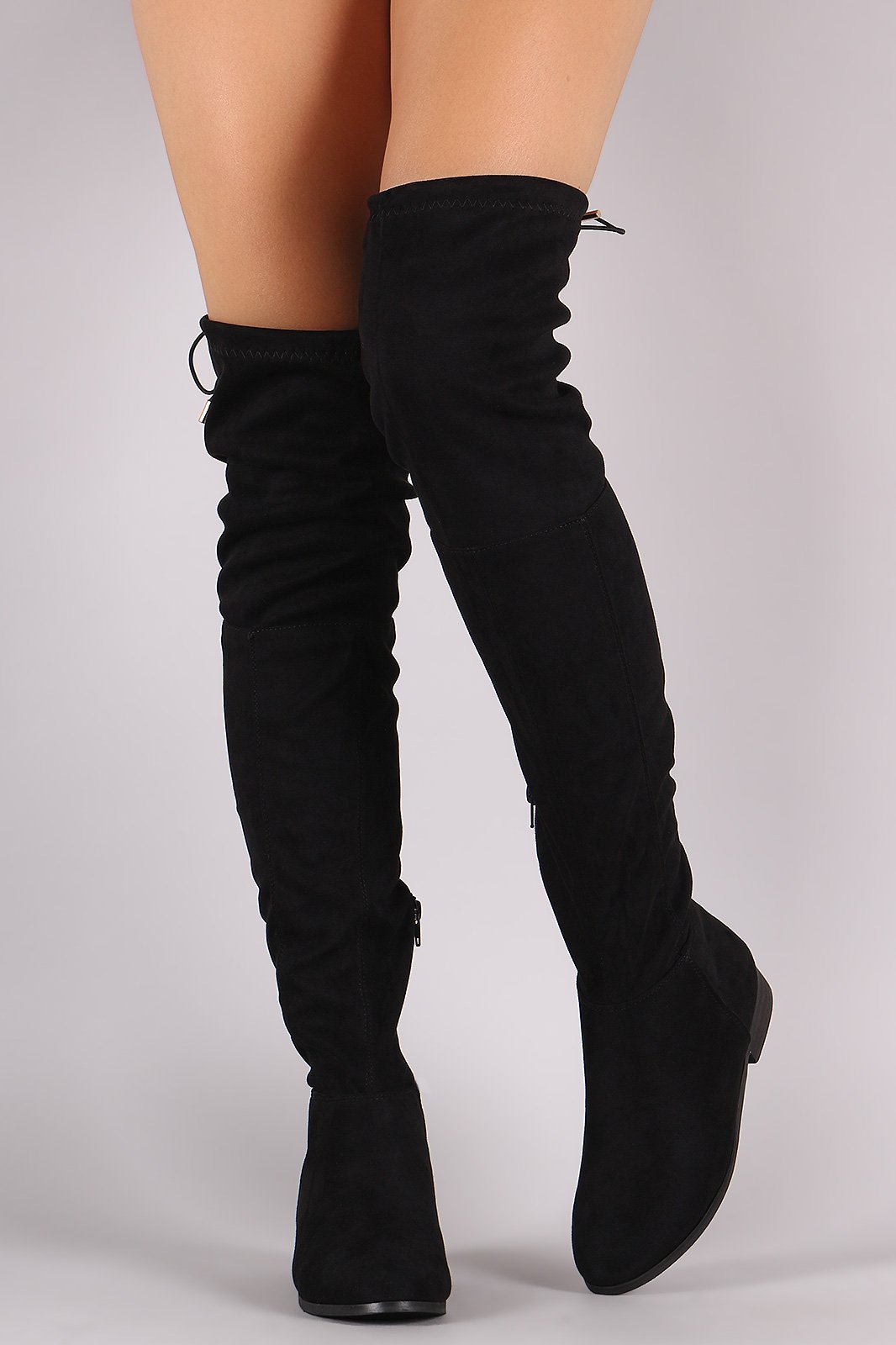 Suede Drawstring Tie Over-The-Knee Riding Boots