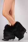 Fold Down Faux Fur Shaft Pointy Toe Stiletto Boots - NoveltyOne