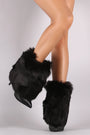 Fold Down Faux Fur Shaft Pointy Toe Stiletto Boots - NoveltyOne