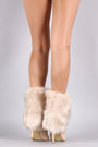 Fold Down Faux Fur Shaft Pointy Toe Stiletto Boots - NoveltyOne