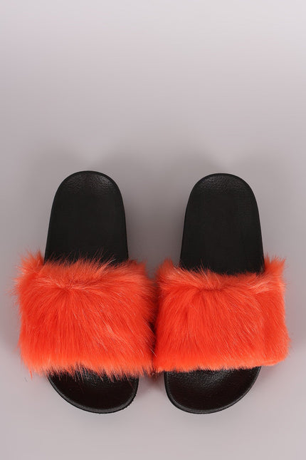 Open Toe Furry Slide Sandal