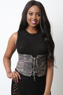 Terry Knit Camouflage Corset Lace Up Belt