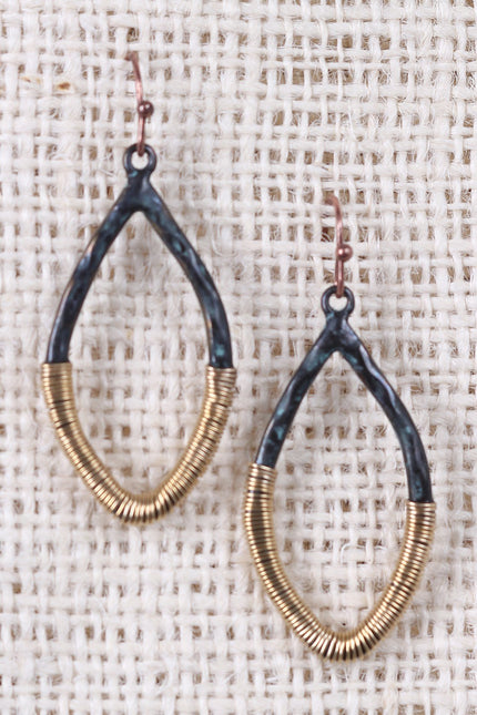 Wrapped Wire Oval Dangle Earrings