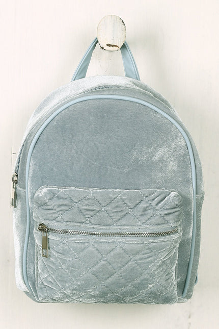 Velvet Quilted Front Mini Backpack