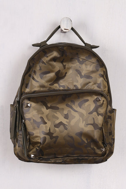 Textured Camouflage Studded Backpack