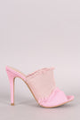 Shoe Republic LA Colorblock Frayed Denim Mule Stiletto Heel