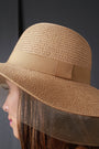 Wide Brim Mesh Edge Ribbon Straw Sun Hat