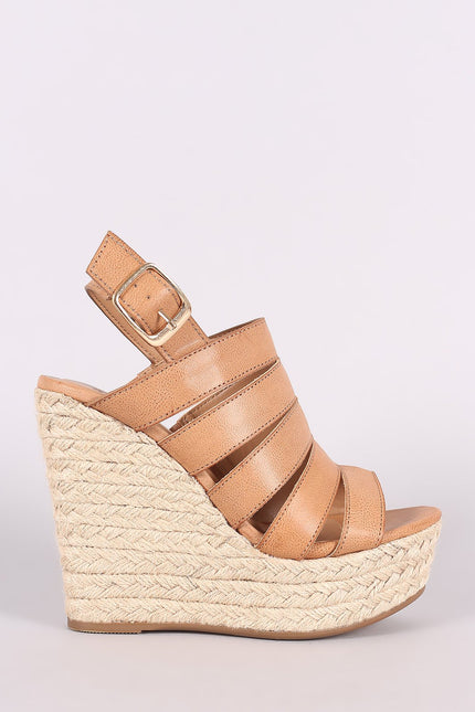 Bamboo Strappy Slingback Espadrille Wedge