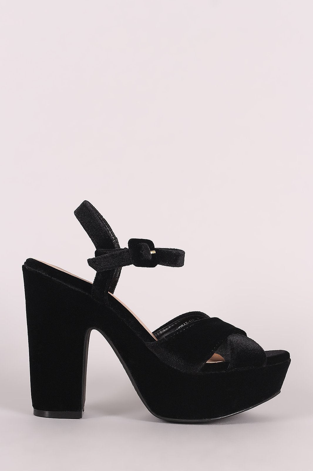 Bamboo Velvet Crisscross Chunky Platform Heel