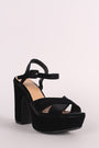 Bamboo Velvet Crisscross Chunky Platform Heel