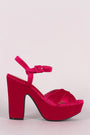 Bamboo Velvet Crisscross Chunky Platform Heel