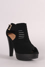 Cutout Nubuck Chunky Platform Mule Heel