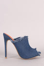 Shoe Republic LA Frayed Denim Mule Stiletto Heel