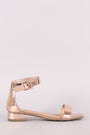 Bamboo Metallic Open Toe Ankle Strap Sandal