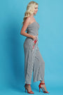 Striped Strapless Palazzo Jumpsuit
