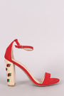 Wild Diva Lounge Open Toe Floral Embroidery Straw Chunky Heel