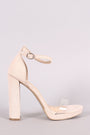 Wild Diva Lounge Suede Open Toe Clear Strap Chunky Heel
