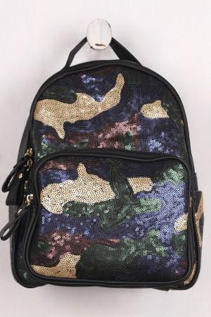 Sequin Camouflage Pattern Mini Backpack