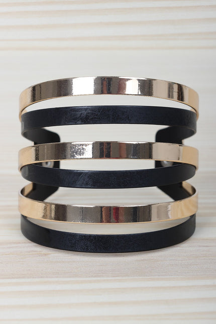 Two Tone Metallic Cuff Bracelet