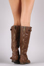 Breckelle Double Buckle Ruched Riding Knee High Boot