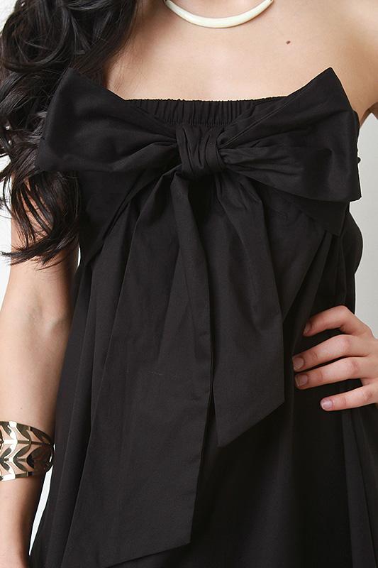 Oversized Bow Tie High Low Tube Dress