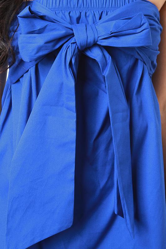 Oversized Bow Tie High Low Tube Dress