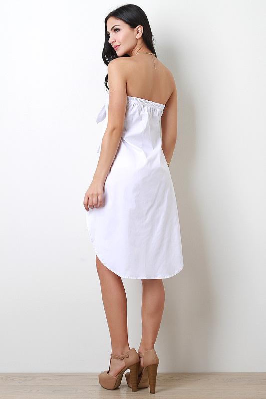 Oversized Bow Tie High Low Tube Dress