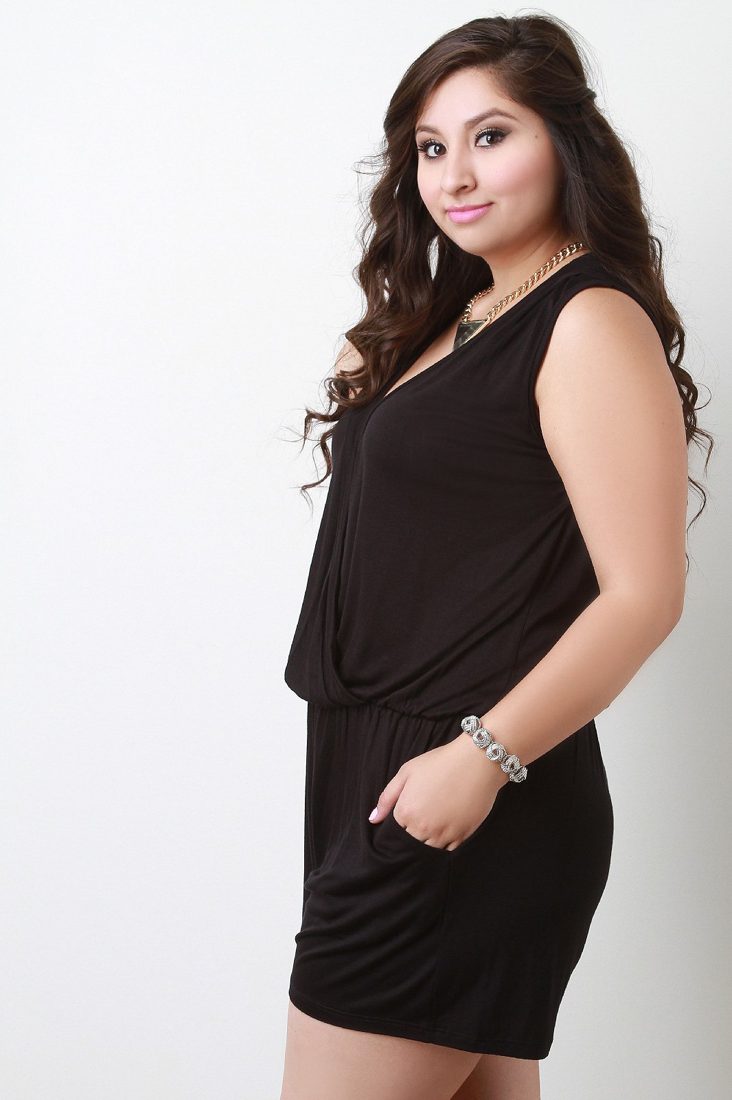 Sleeveless Surplice Romper