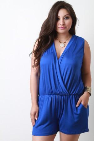 Sleeveless Surplice Romper