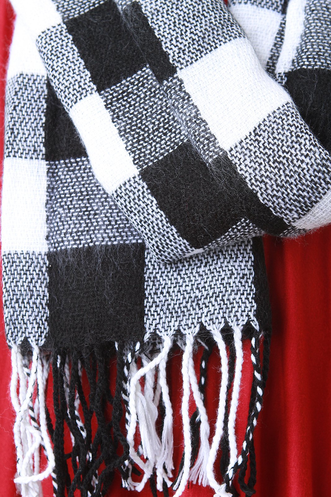 Gauze Knit Plaid Scarf - NoveltyOne