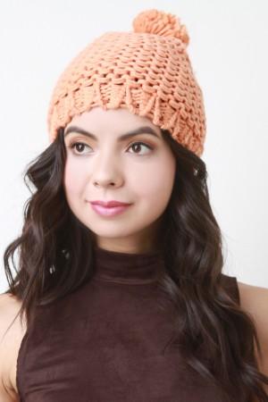 Loose Knit Pom Pom Beanie - NoveltyOne
