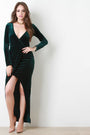 Velveteen Surplice Maxi Dress