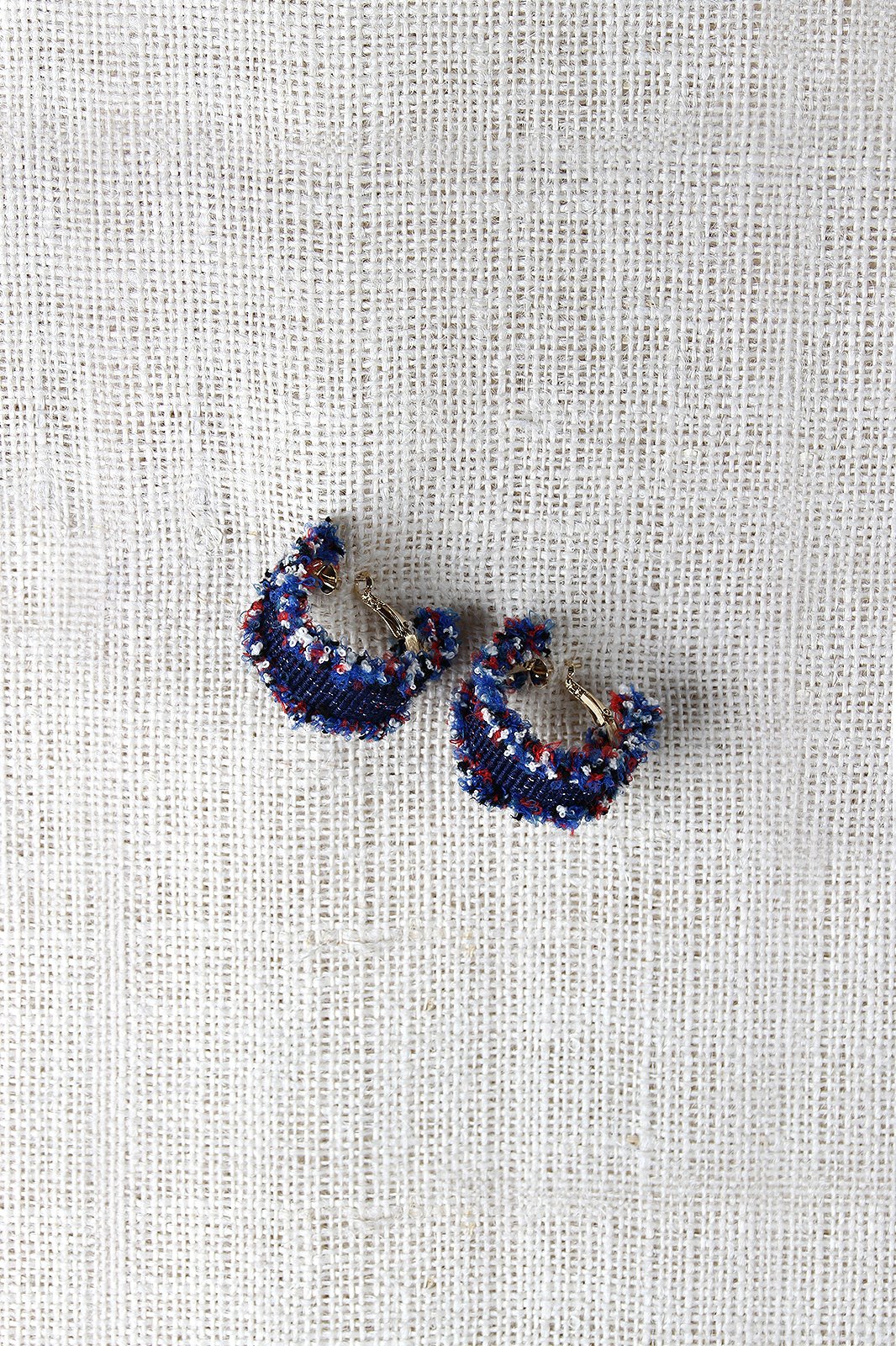 Denim Ruffle Hoop Earrings - NoveltyOne