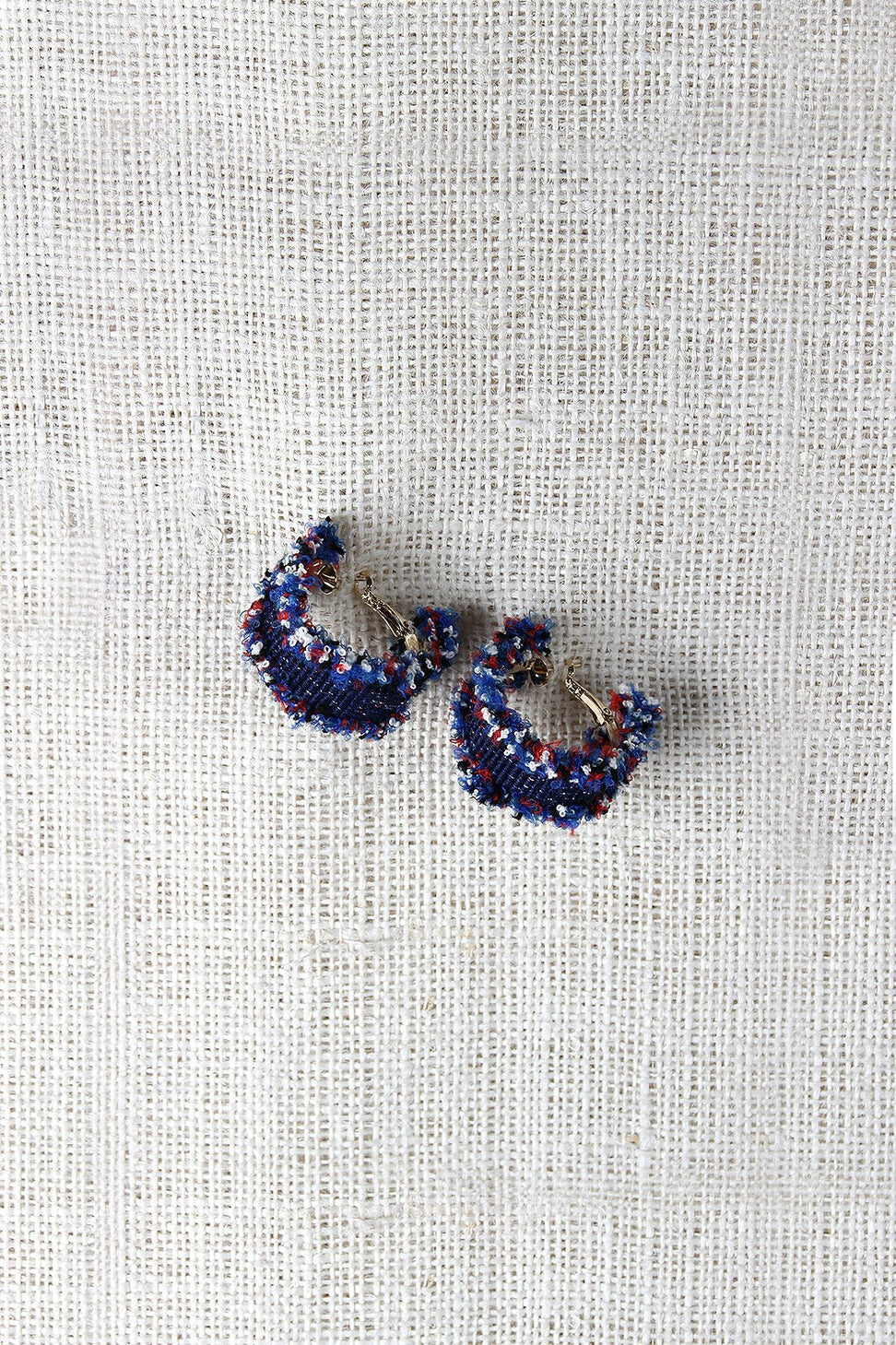 Denim Ruffle Hoop Earrings - NoveltyOne