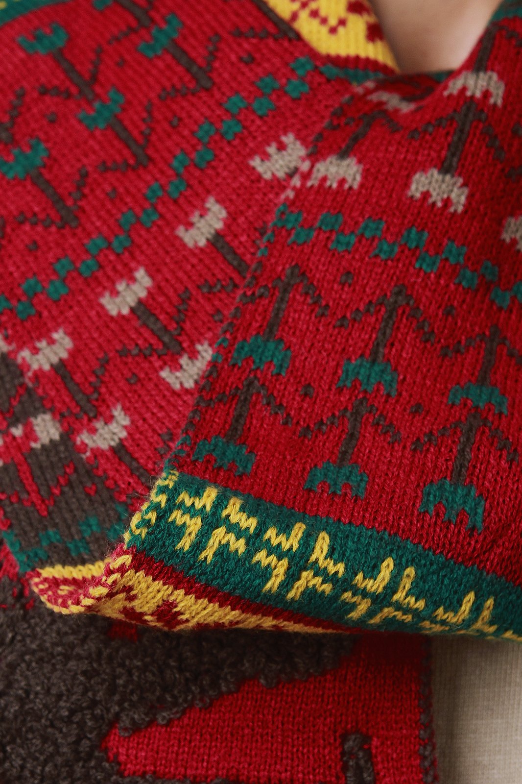 Loop Knit Reindeer Fair Isle Scarf - NoveltyOne