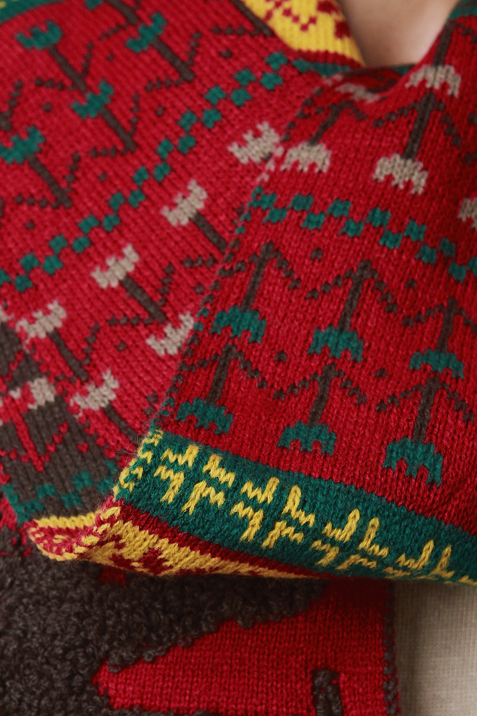Loop Knit Reindeer Fair Isle Scarf - NoveltyOne
