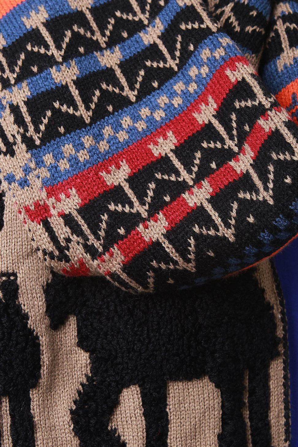 Loop Knit Reindeer Fair Isle Scarf - NoveltyOne