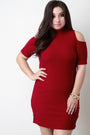 Open Shoulder Turtle Neck Dress