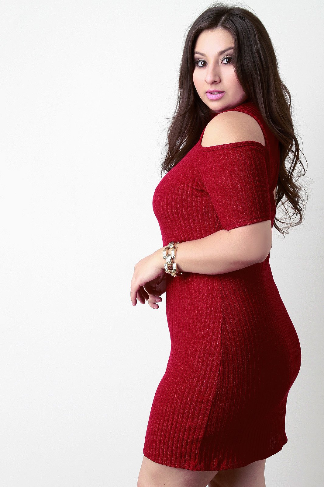 Open Shoulder Turtle Neck Dress