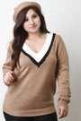 Tri-Tone V-Neck Sweater Top