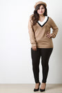Tri-Tone V-Neck Sweater Top