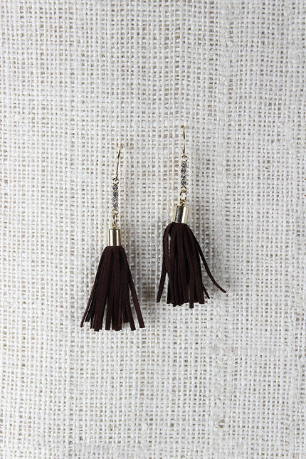 Faux Suede Tassel Dangle Earrings - NoveltyOne