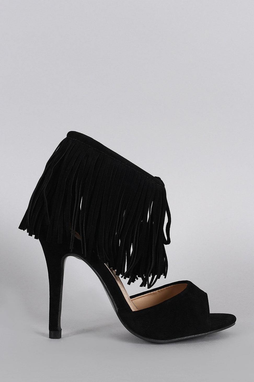 Fringe Cuff and Tassel Open Toe Heel - NoveltyOne