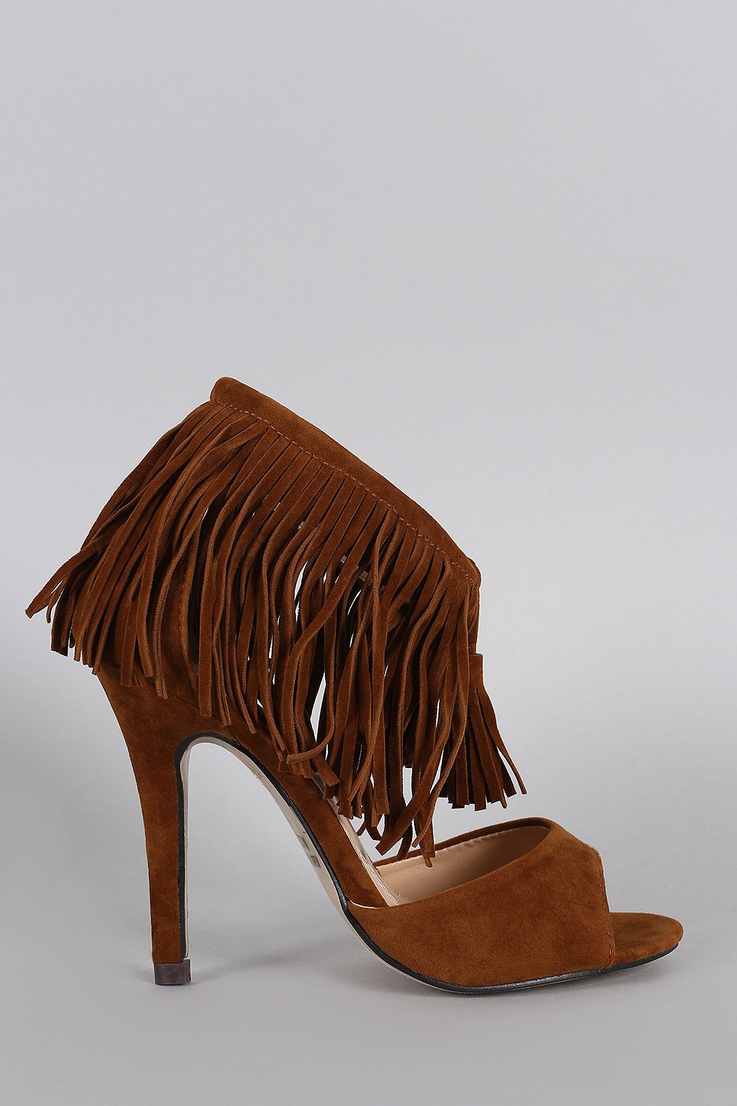 Fringe Cuff and Tassel Open Toe Heel - NoveltyOne