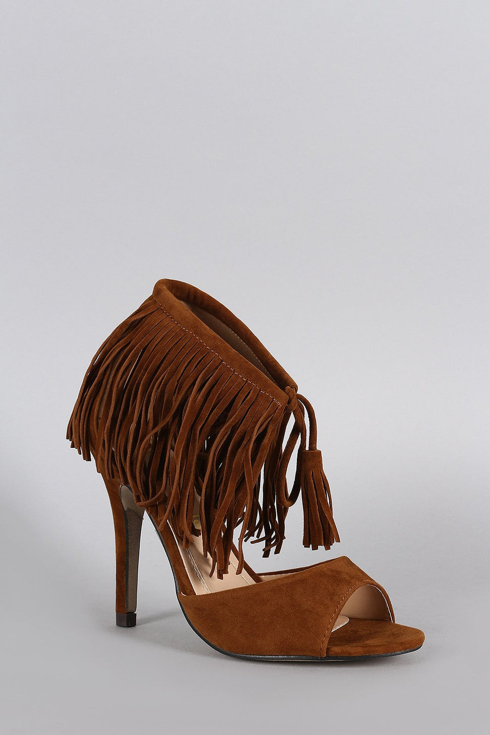 Fringe Cuff and Tassel Open Toe Heel - NoveltyOne